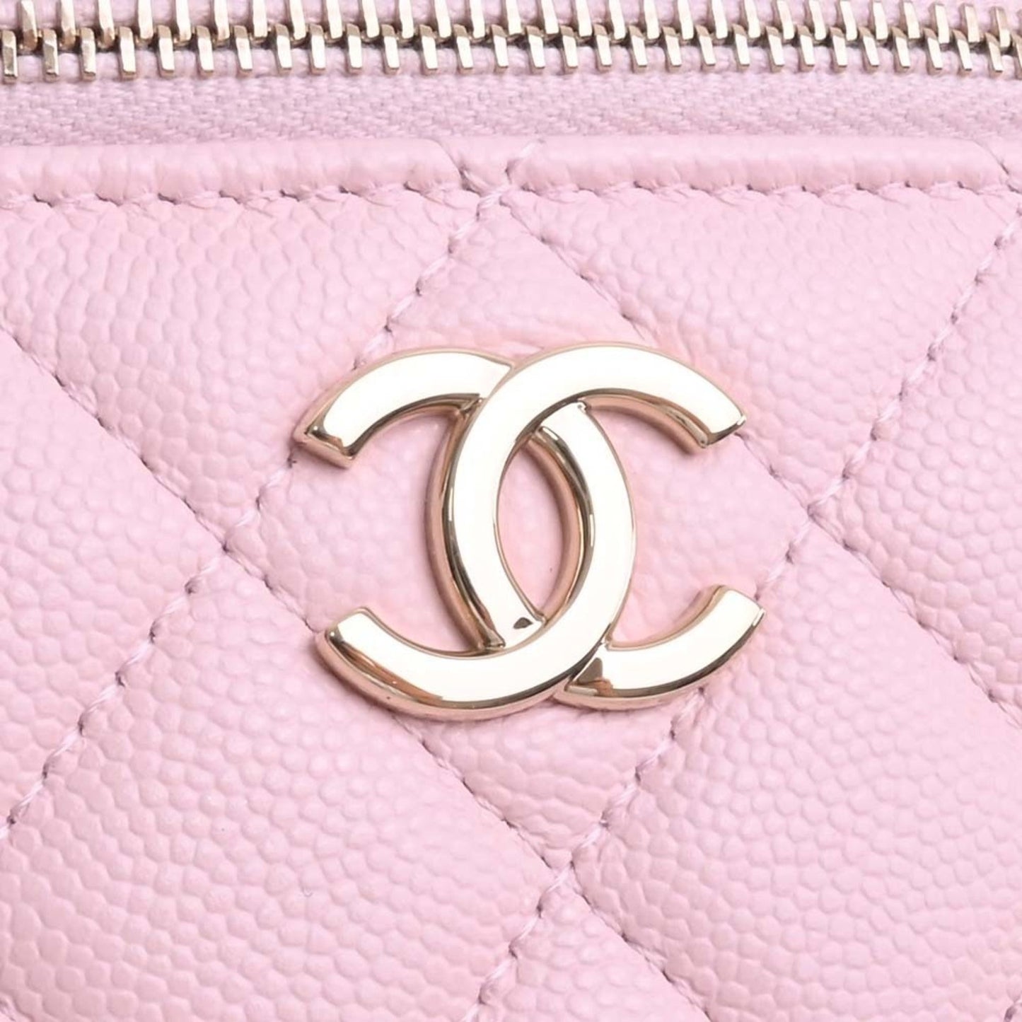 CHANEL Caviar Skin Matelasse Coco Mark Small Vanity Bag Shoulder Pink Ladies