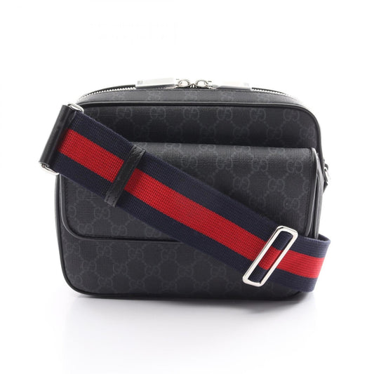 Gucci GG Supreme Small Crossbody Shoulder Bag Coated Canvas Leather Men's Black Grey 795479FADJA1042