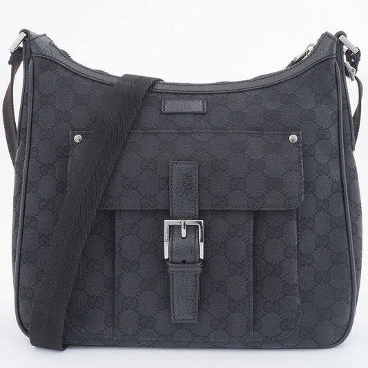 Gucci GG Canvas Shoulder Bag Black 114272 Women's Leather Crossbody GUCCI