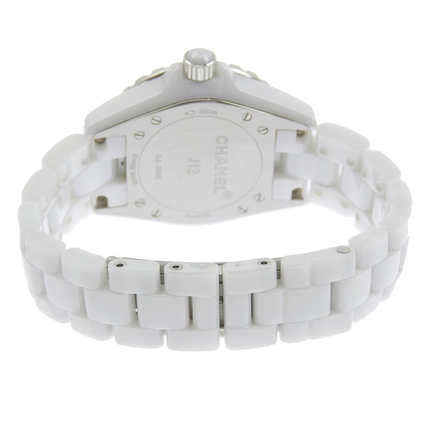 CHANEL J12 watch 12P diamond H1628 white ceramic quartz analog display ladies dial