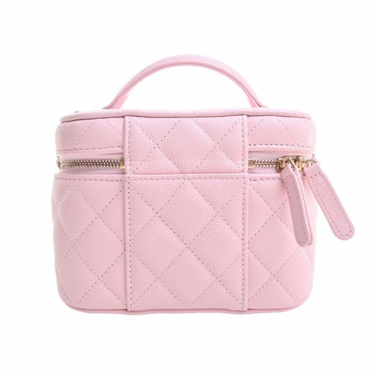 CHANEL Caviar Skin Matelasse Coco Mark Small Vanity Bag Shoulder Pink Ladies