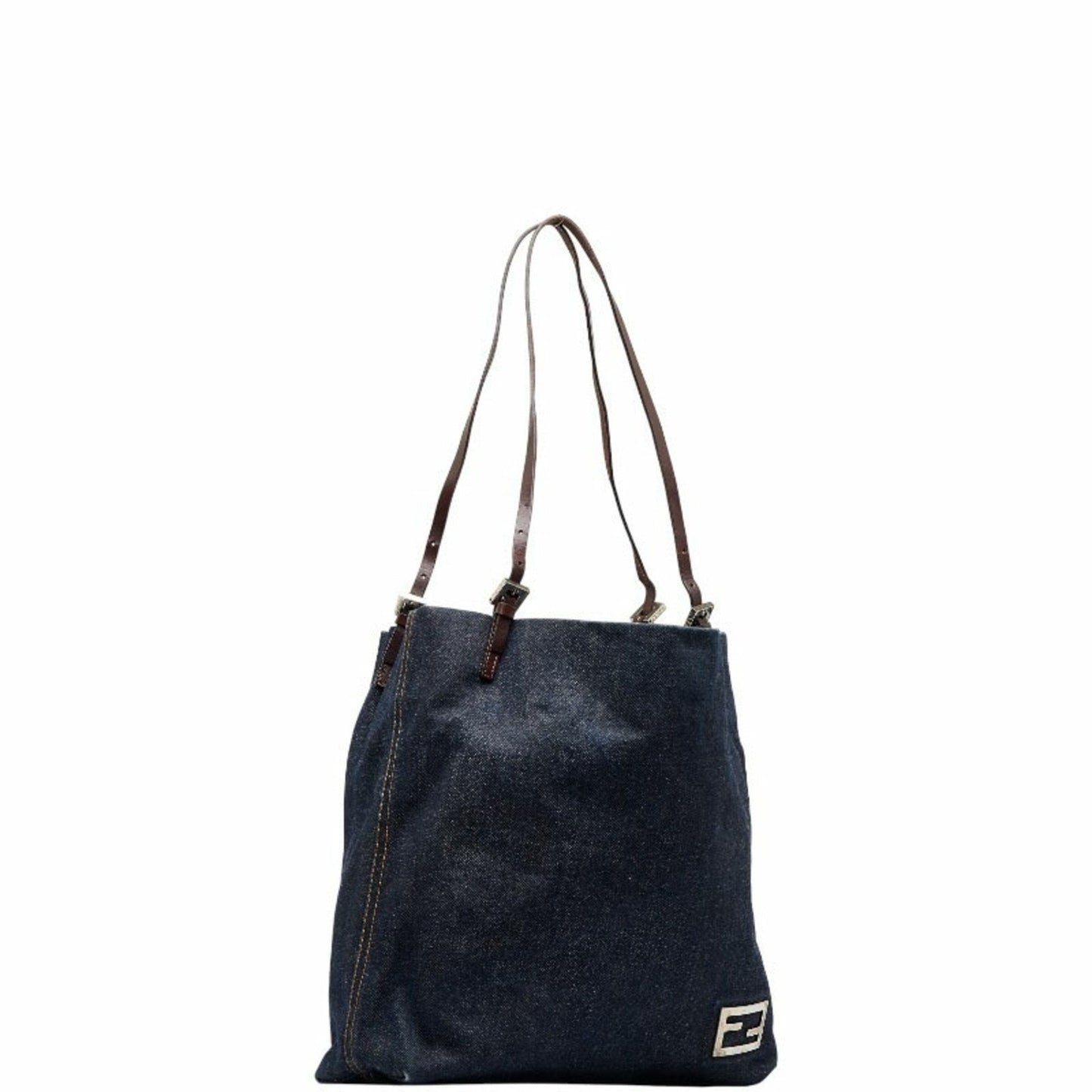 FENDI Tote Bag Shoulder 26633 Indigo Blue Canvas Leather Women's