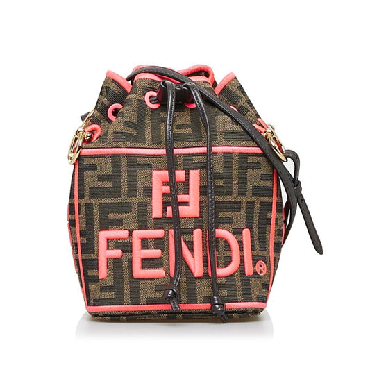 FENDI Zucca Montresor shoulder bag handbag 8BS010 brown pink canvas leather ladies