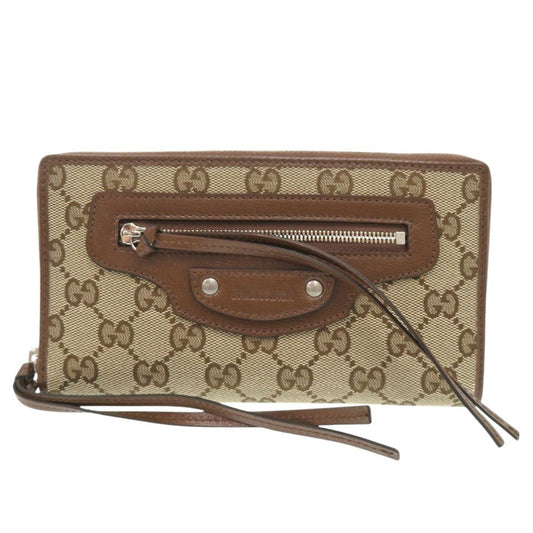 Gucci The Hacker Project Neo Classic Balenciaga Collaboration 681710 GG Canvas Beige Brown Long Wallet 1135GUCCI