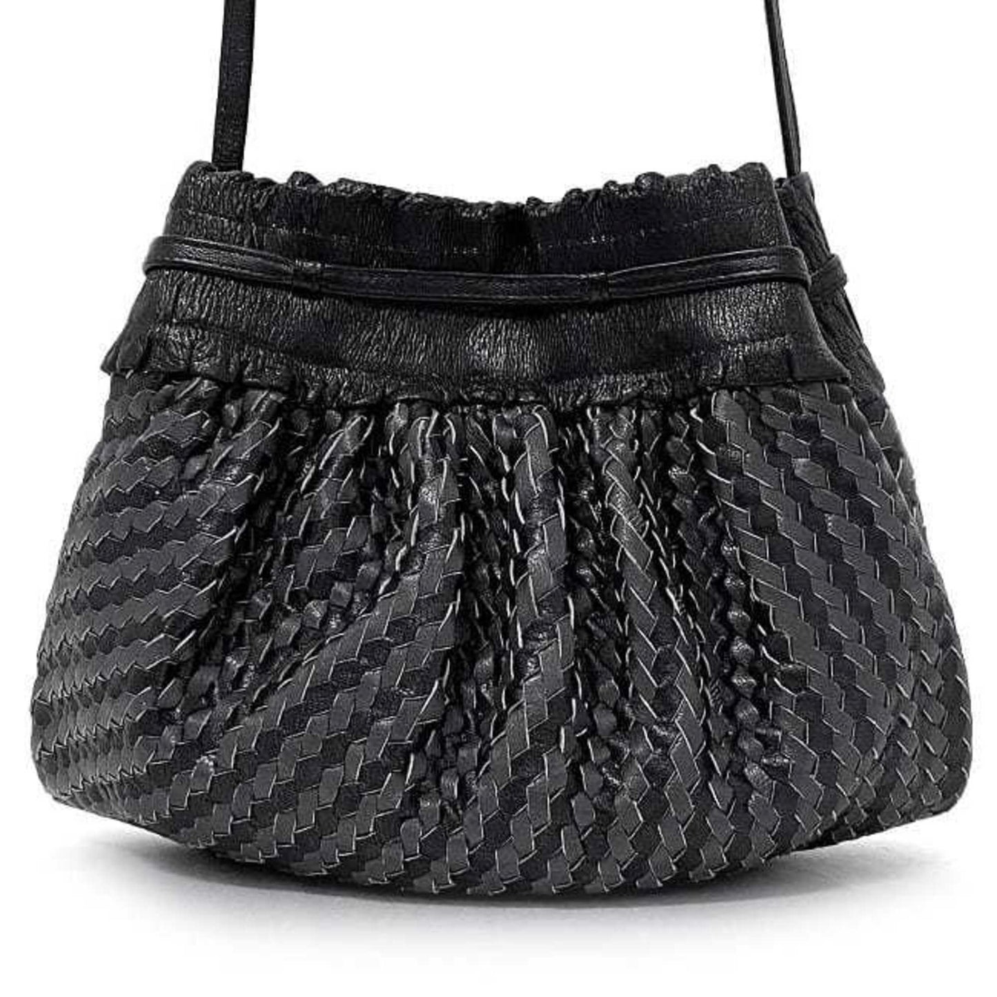 FENDI shoulder bag black gray leather  pochette ladies