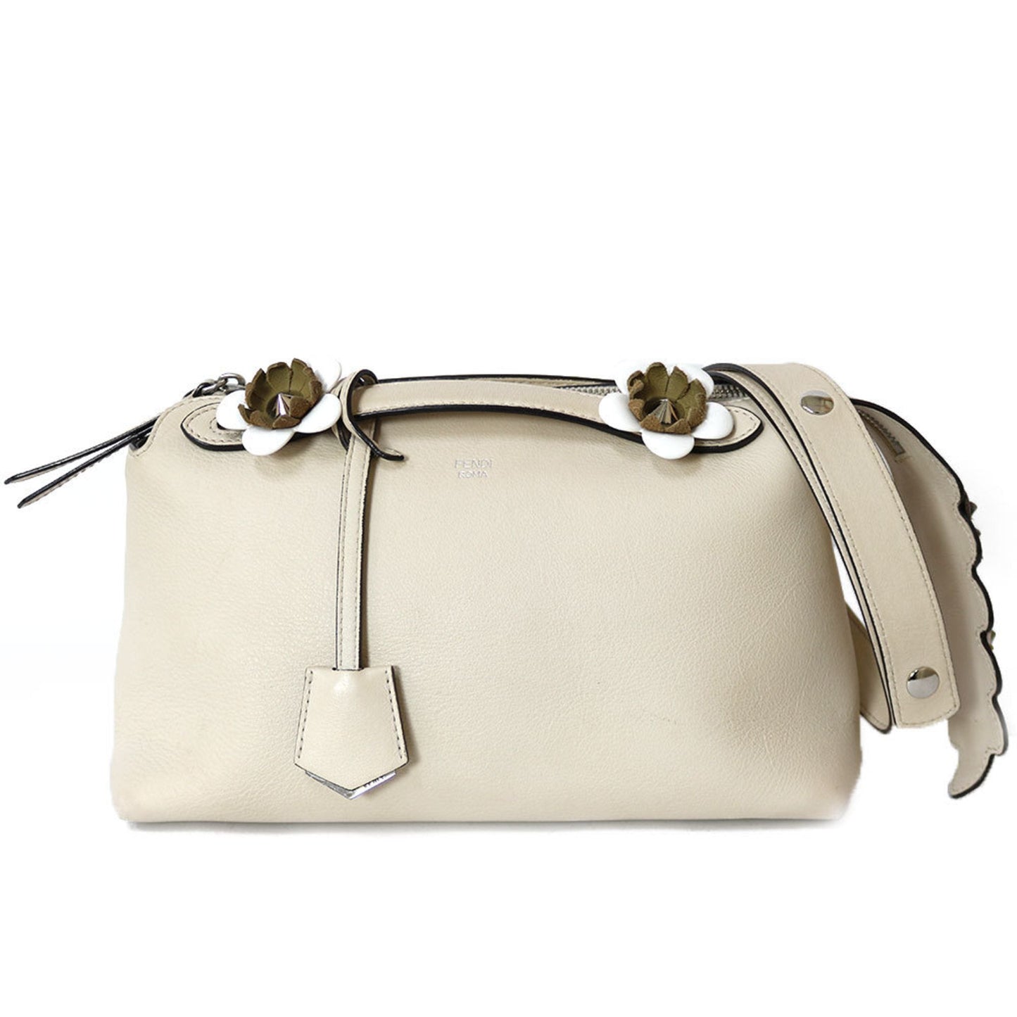 FENDI Shoulder Bag By The Way Beige 2way Flower Ladies Leather