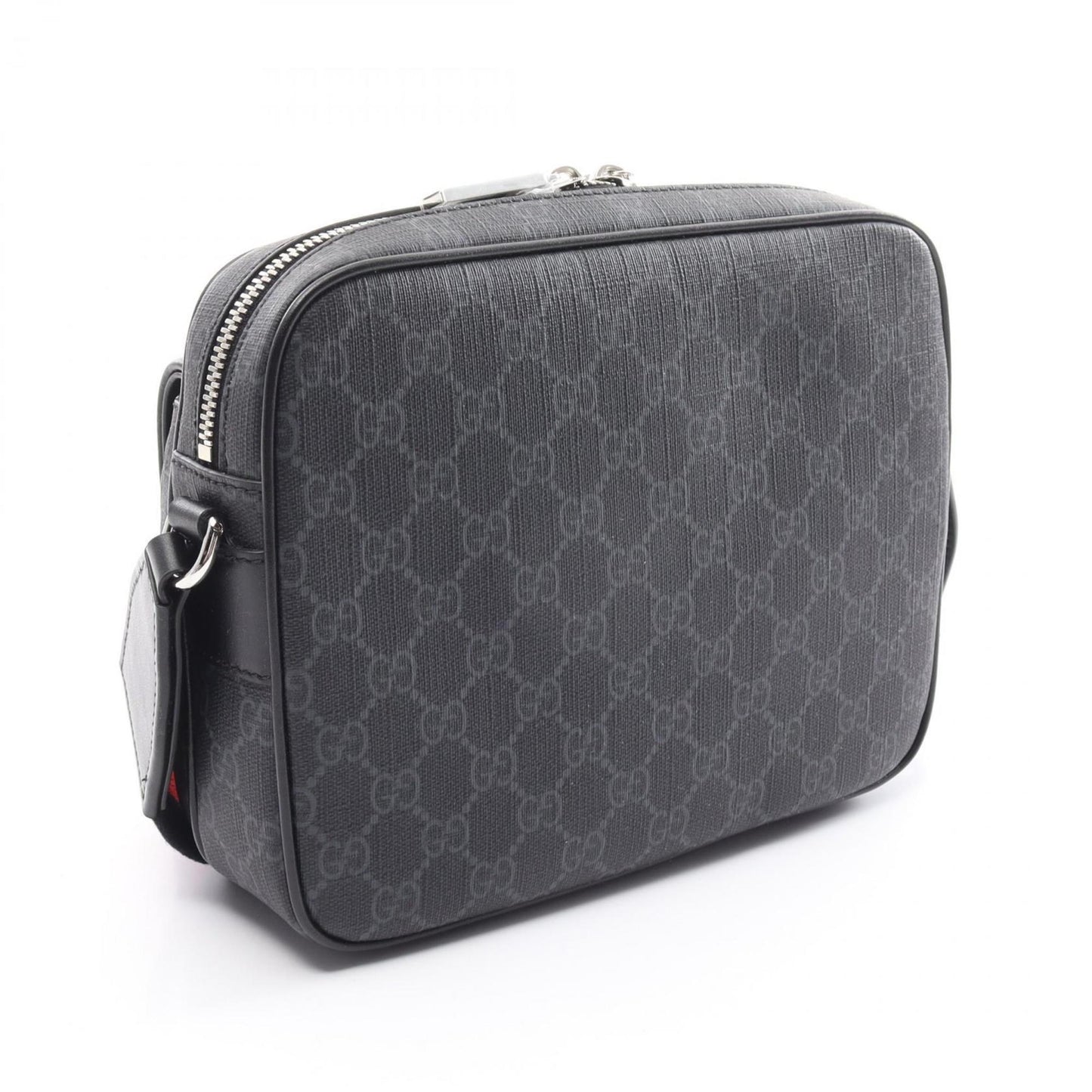 Gucci GG Supreme Small Crossbody Shoulder Bag Coated Canvas Leather Men's Black Grey 795479FADJA1042