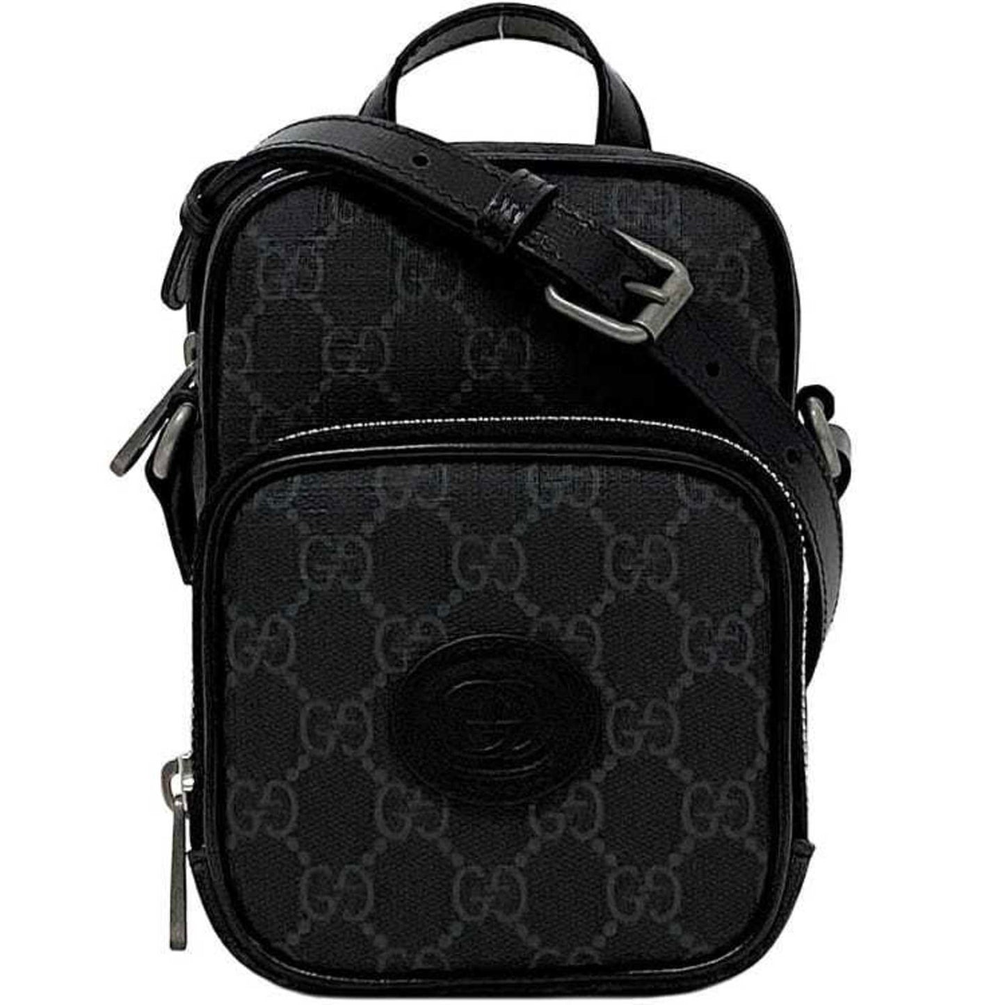 Gucci Shoulder Bag f-21810 Black Interlocking 672952 92TCN 1000U PVC Leather 0416 GUCCI Pochette Crossbody GG Supreme Unisex Women Men