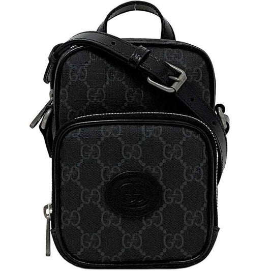 Gucci Shoulder Bag f-21810 Black Interlocking 672952 92TCN 1000U PVC Leather 0416 GUCCI Pochette Crossbody GG Supreme Unisex Women Men
