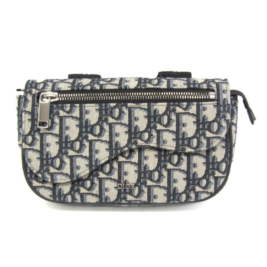 Christian Dior Oblique Women,Men Canvas Clutch Bag Cream,Navy