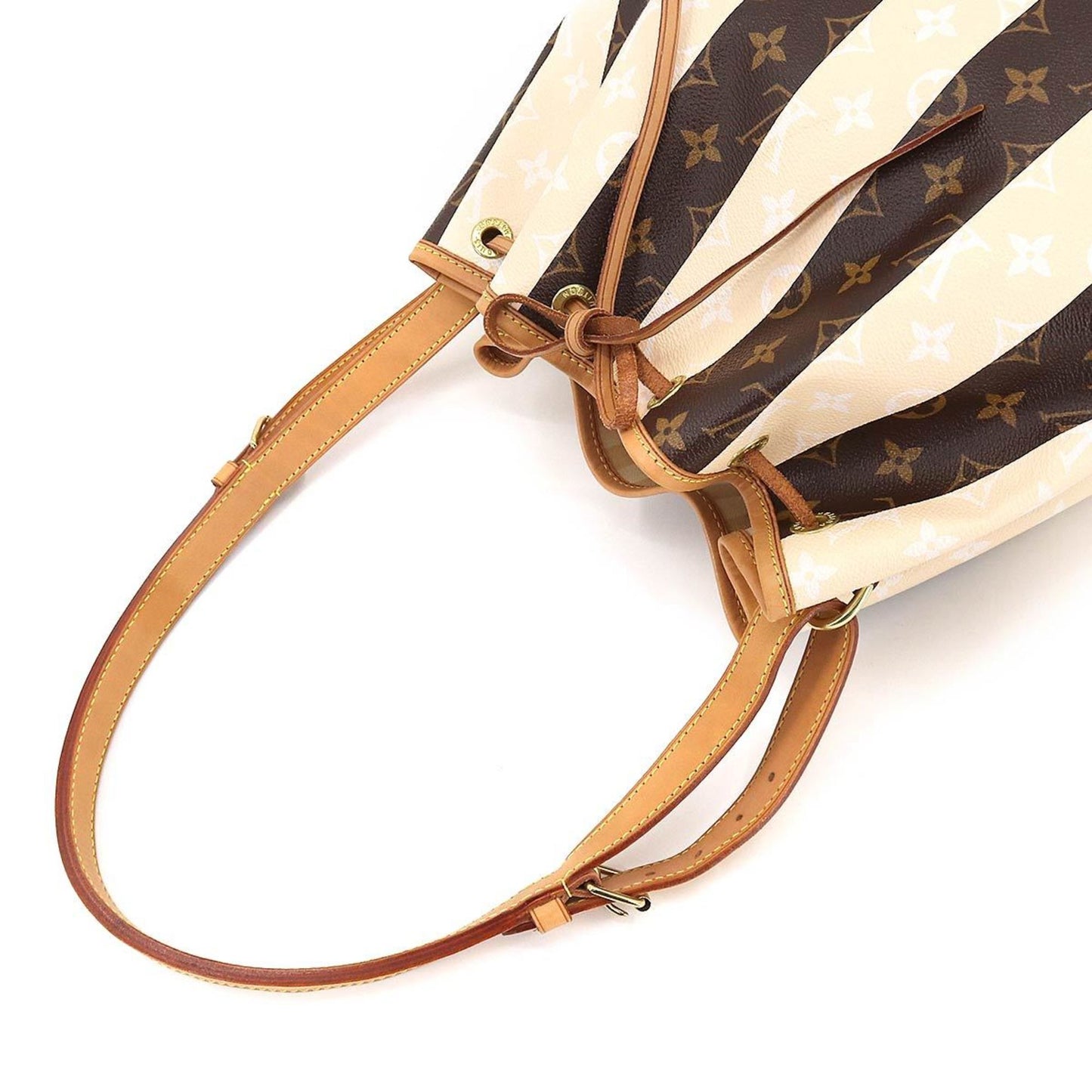 LOUIS VUITTON Monogram Rayure Petit Noe Shoulder Bag M40564 Gold Hardware Rayures