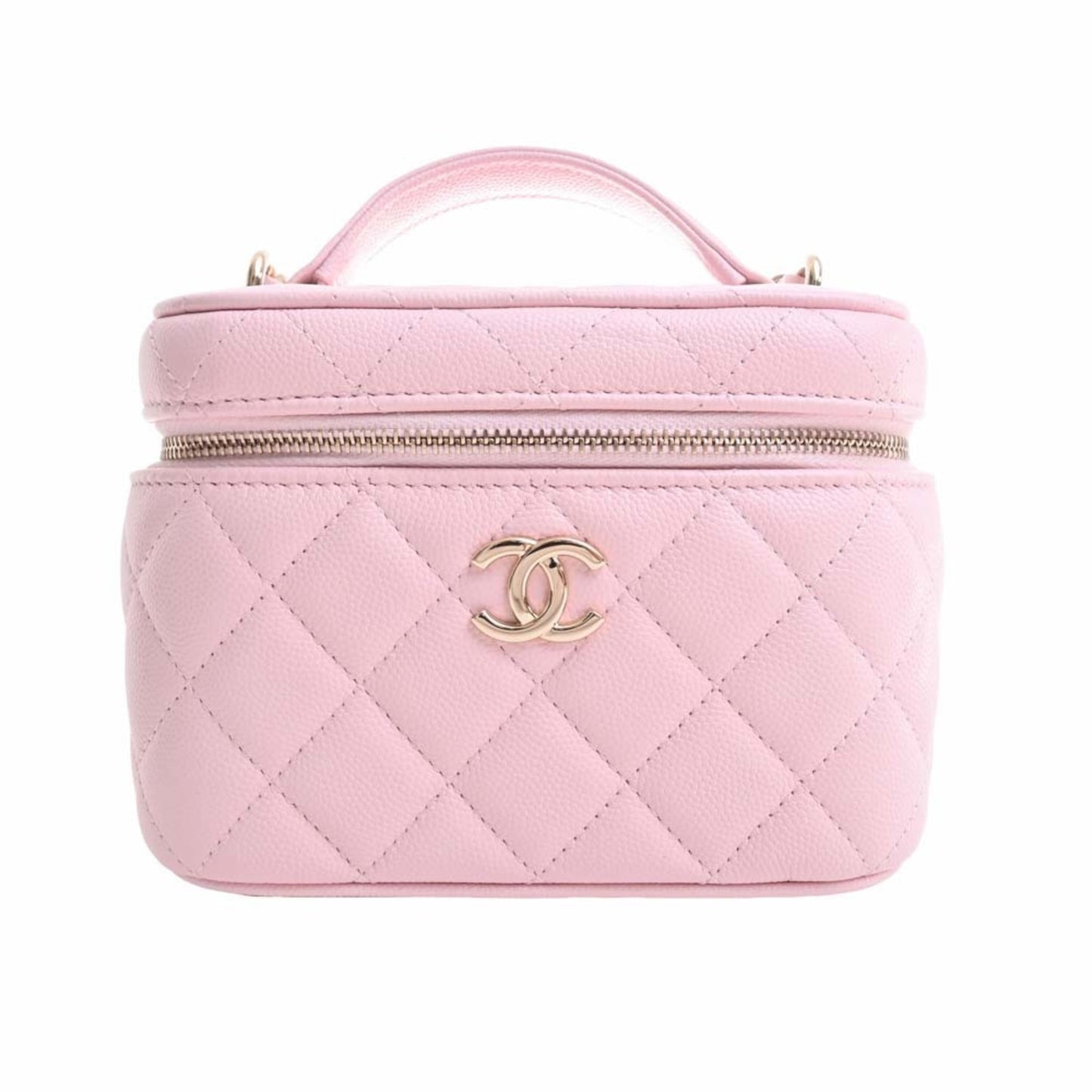 CHANEL Caviar Skin Matelasse Coco Mark Small Vanity Bag Shoulder Pink Ladies