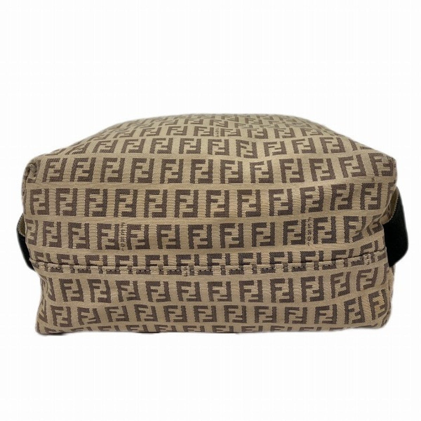 FENDI Zucchino 8BR318 Canvas Beige x Brown Bag Shoulder Women's