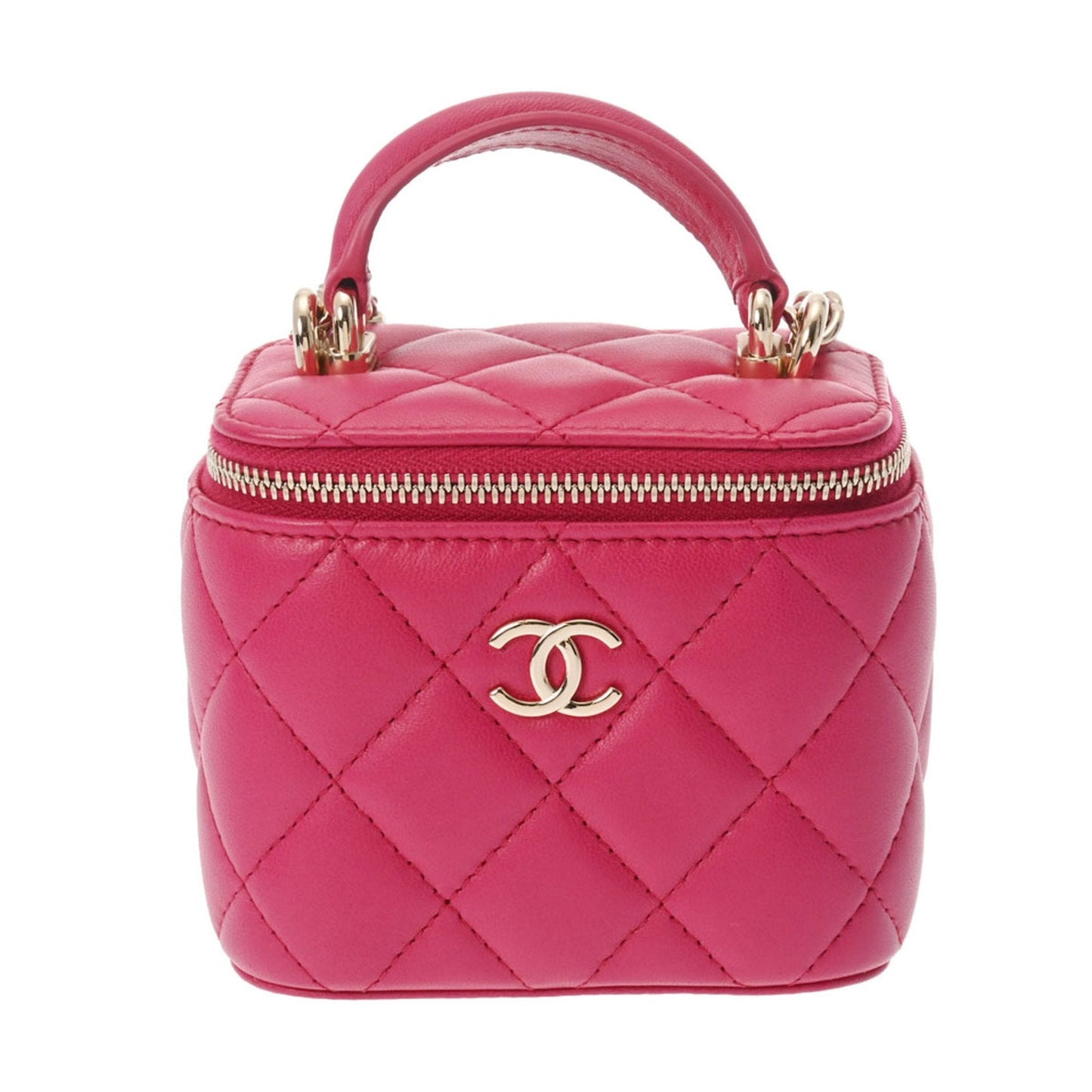 CHANEL Matelasse Small Vanity Chain Shoulder Pink Champagne AP2198 Women's Lambskin Bag