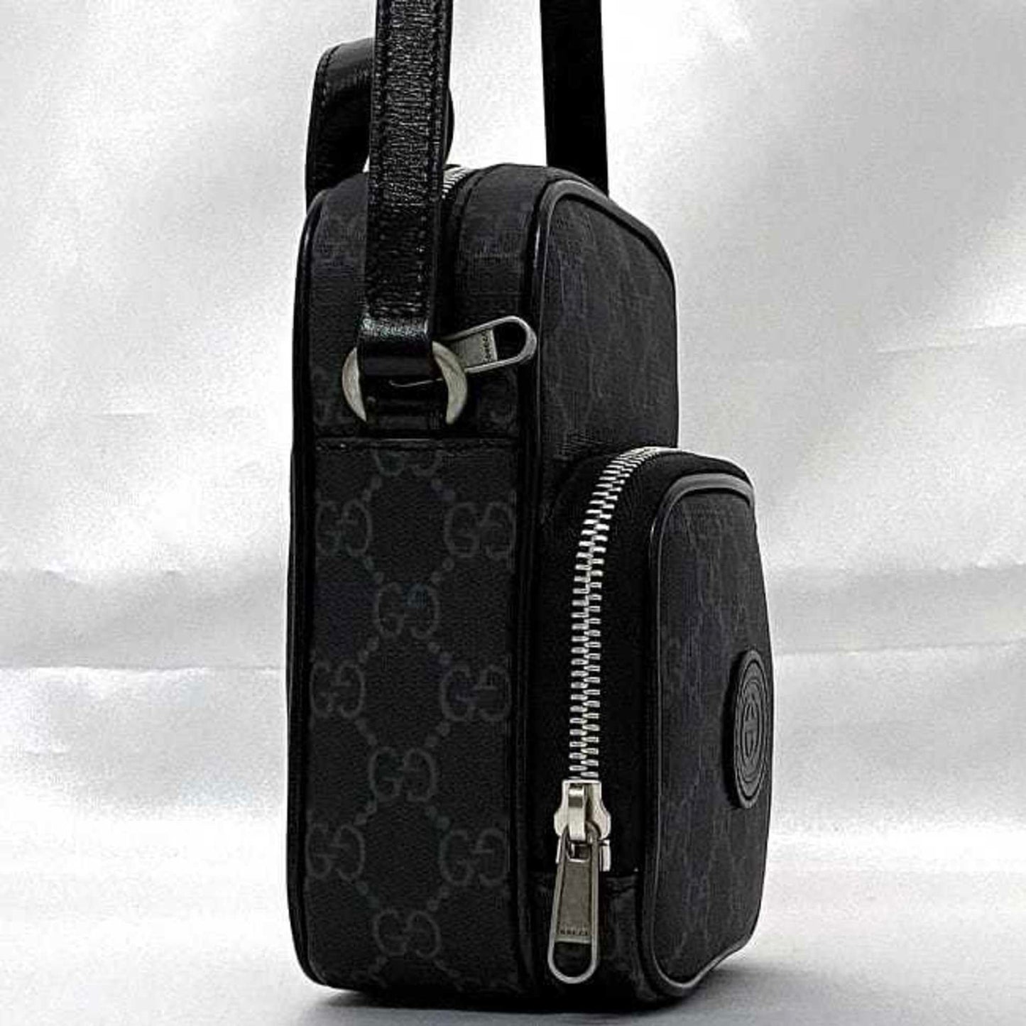 Gucci Shoulder Bag f-21810 Black Interlocking 672952 92TCN 1000U PVC Leather 0416 GUCCI Pochette Crossbody GG Supreme Unisex Women Men