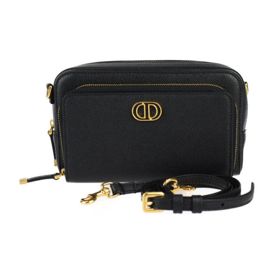 Christian Dior Caro Double Pouch Shoulder Bag S7431UBAE Leather Black Second Clutch R2415083010047