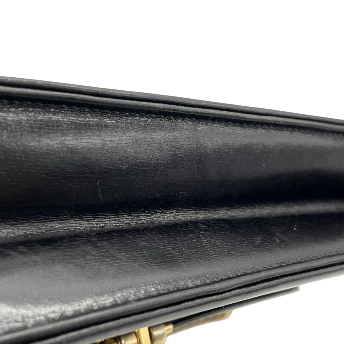 Christian Dior Chain Shoulder Bag Black Leather Genuine Vintage Logo Metal Fittings Crossbody Women's K3