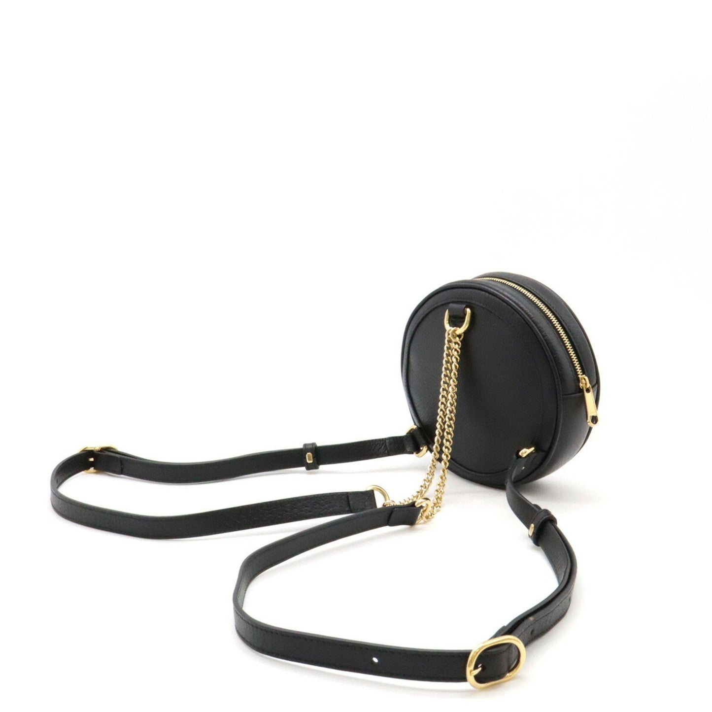 GUCCI Ophidia Sherry Line GG Marmont Round Backpack Rucksack Leather Black 598661