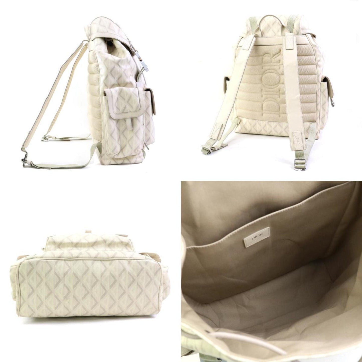 Christian Dior Backpack HIT THE ROAD Coated Canvas Leather Light Beige Men's 90125g