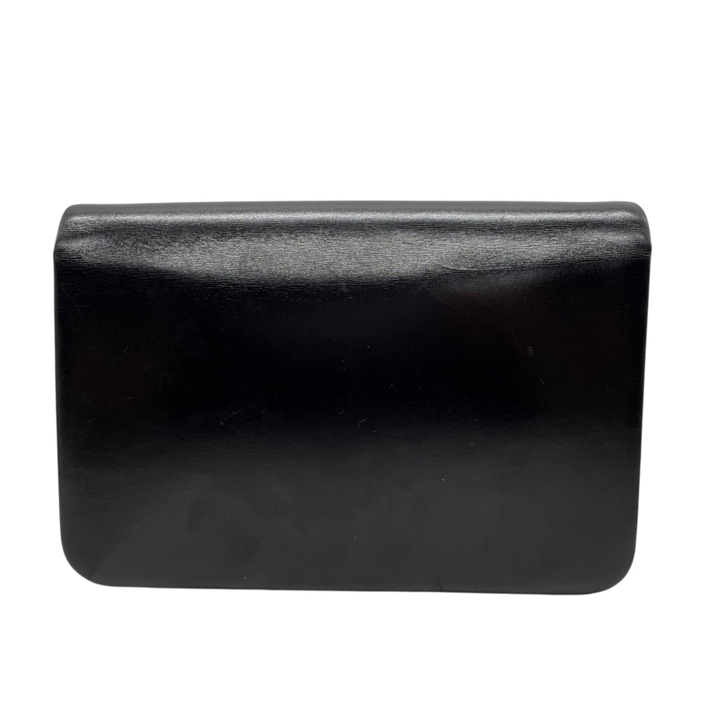 Christian Dior Chain Shoulder Bag Black Leather Genuine Vintage Logo Metal Fittings Crossbody Women's K3