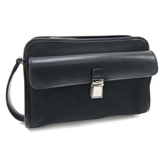 Gucci Second Bag 108844 Black Nylon Canvas Leather Clutch Men's GUCCI