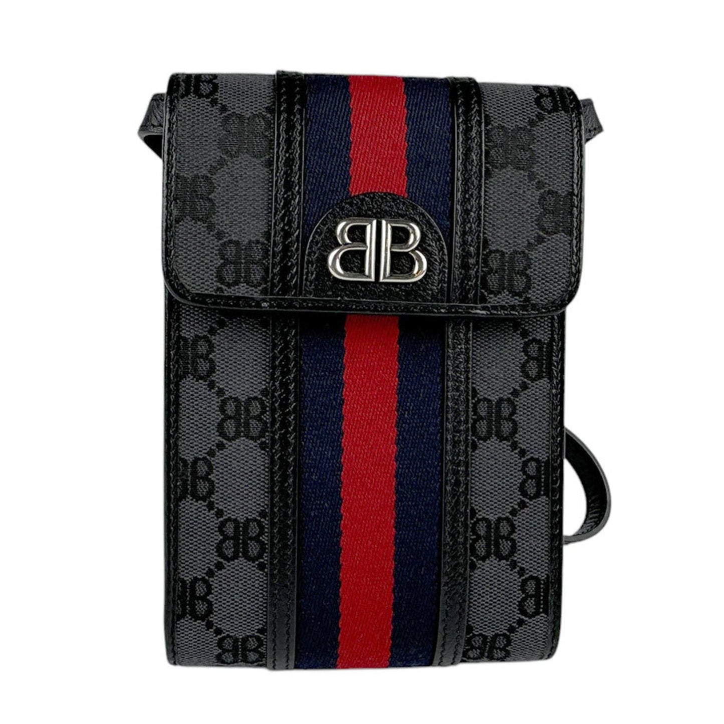 BALENCIAGA shoulder bag BALENCIAGAxGUCCI The Hacker Project phone canvas leather black grey silver men women z3402