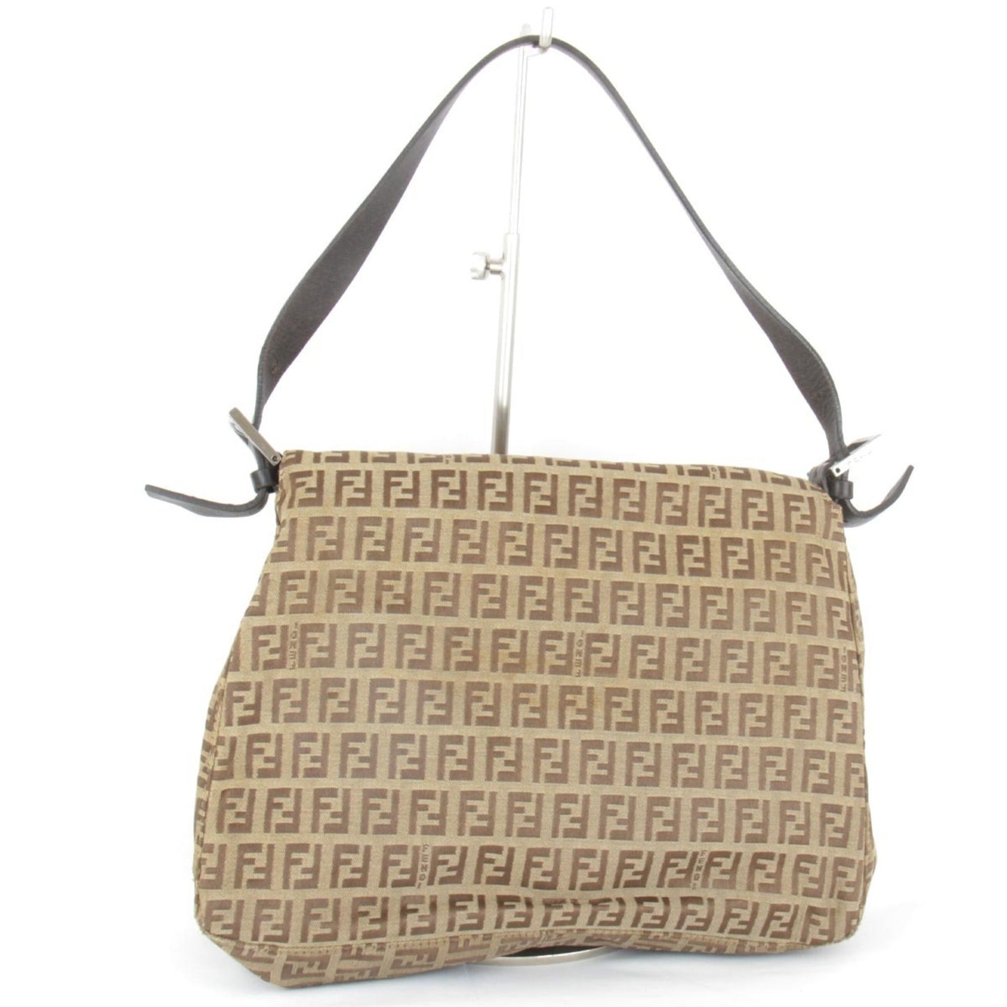 FENDI Mamma Bucket Zucca Pattern Shoulder Bag Beige Ladies