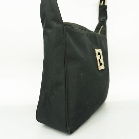 FENDIAuth  FF Logo Women's Nylon Shoulder Bag Black