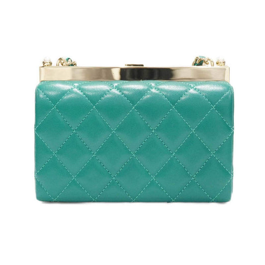 CHANEL Chain Clutch AP3452 Shoulder Bag Green Lambskin Women's Men's