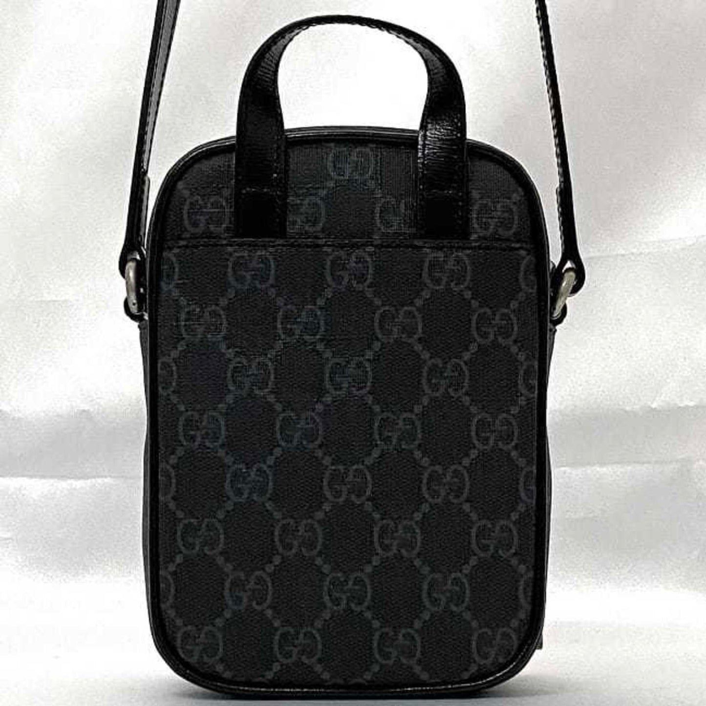 Gucci Shoulder Bag f-21810 Black Interlocking 672952 92TCN 1000U PVC Leather 0416 GUCCI Pochette Crossbody GG Supreme Unisex Women Men