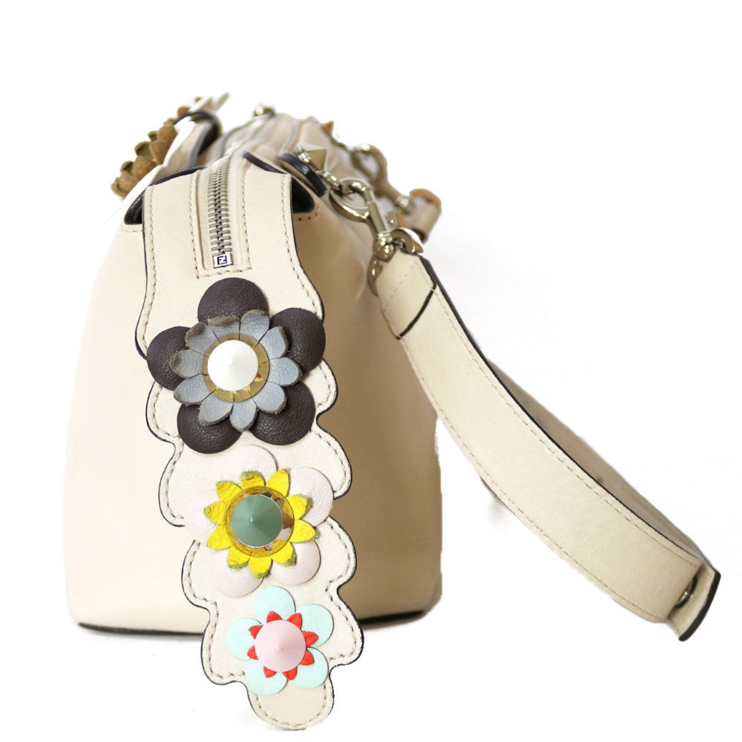 FENDI Shoulder Bag By The Way Beige 2way Flower Ladies Leather