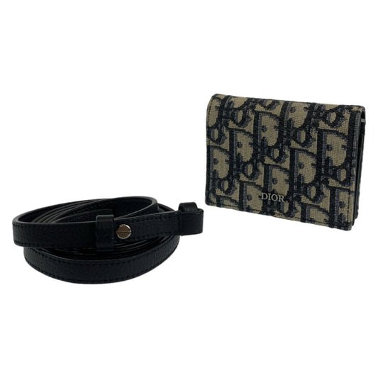 Christian Dior Dior Oblique Trotter Navy Silver Hardware Canvas Shoulder Bag Wearable Wallet Crossbody Men's