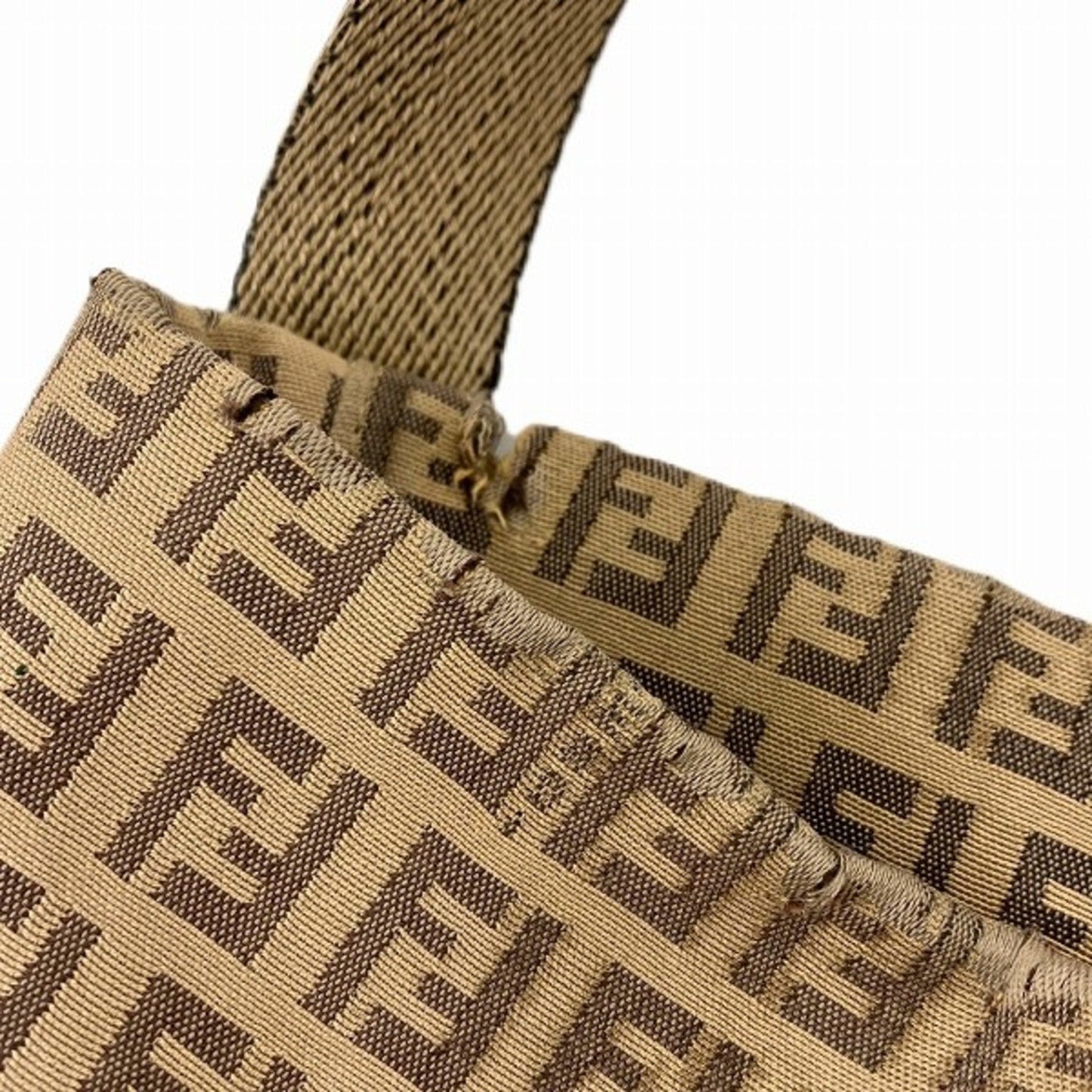 FENDI Zucchino 8BR318 Canvas Beige x Brown Bag Shoulder Women's