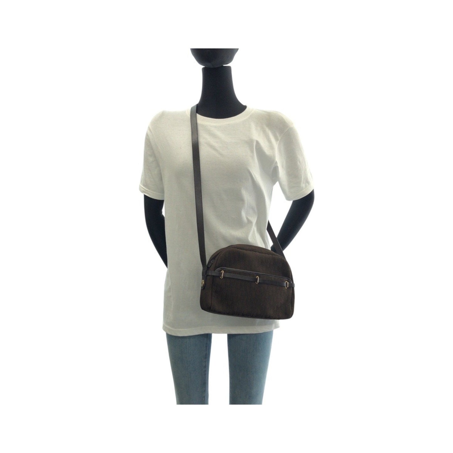 Christian Dior Dior Trotter Brown Gold Hardware Canvas Crossbody Shoulder Bag for Women