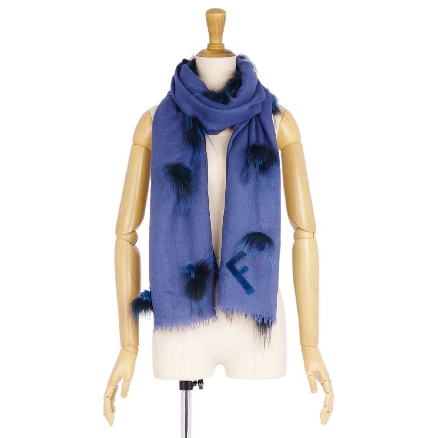 FENDIWomen's navy with  muffler stole cashmere silk fur