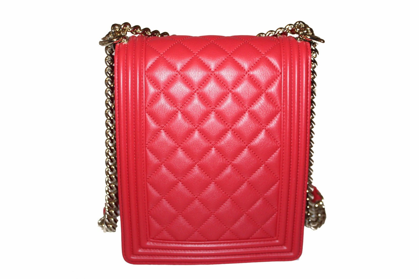 Chanel Red North South Boy Calfskin Leather Shoulder Bag