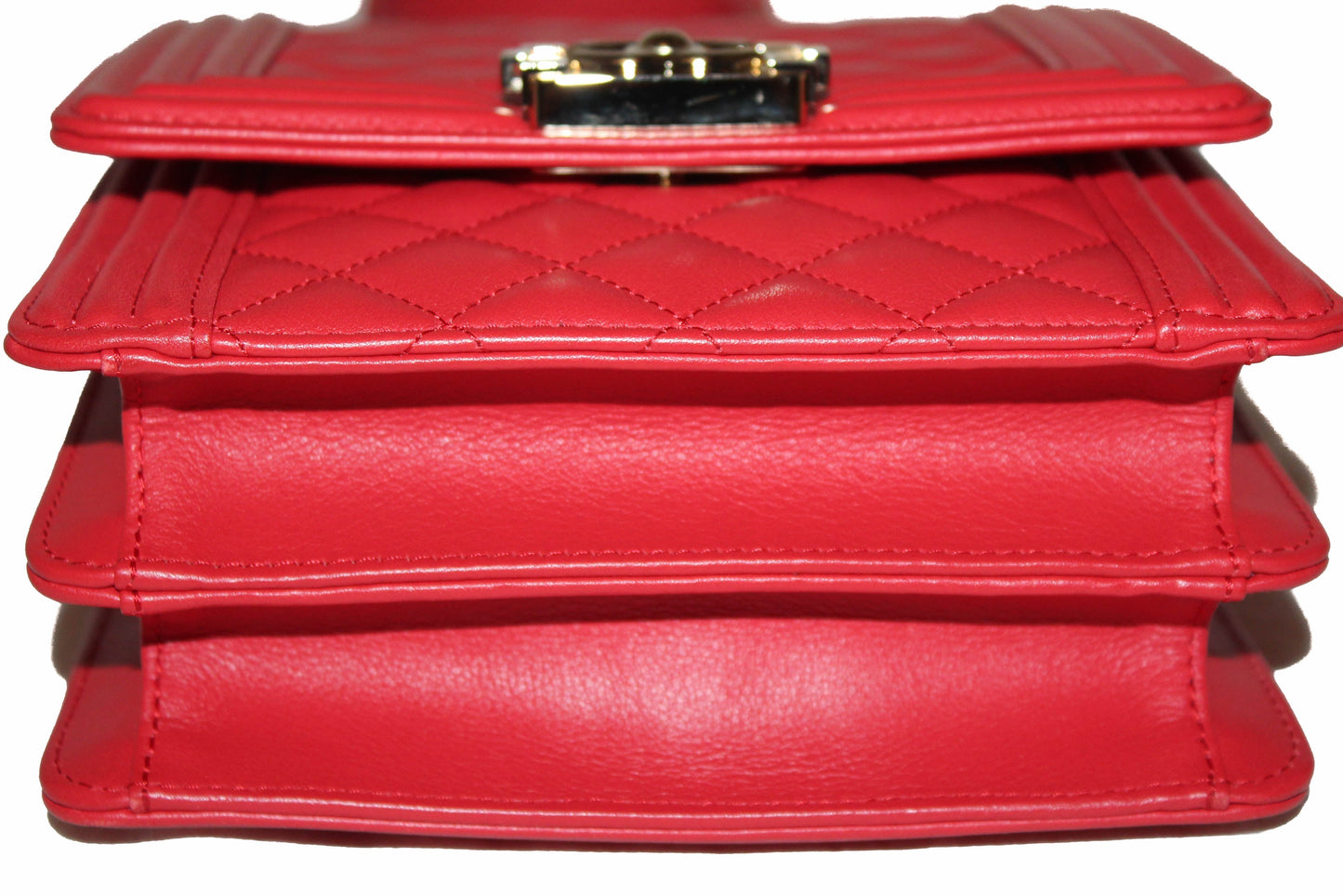 Chanel Red North South Boy Calfskin Leather Shoulder Bag