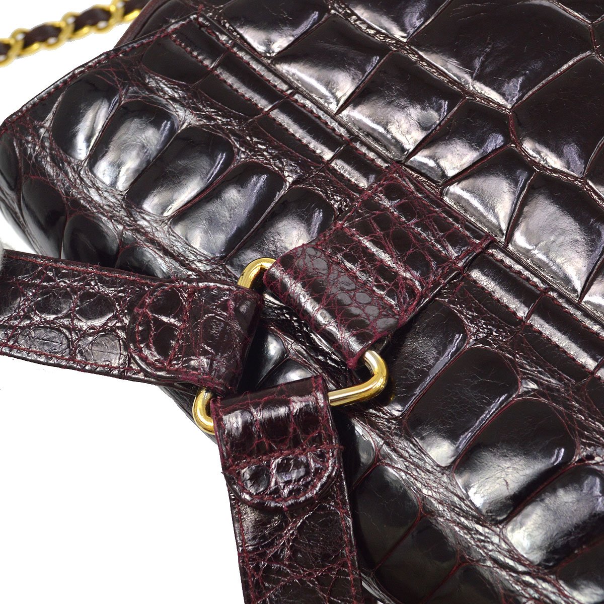 CHANEL Backpack Bordeaux Crocodile 60497