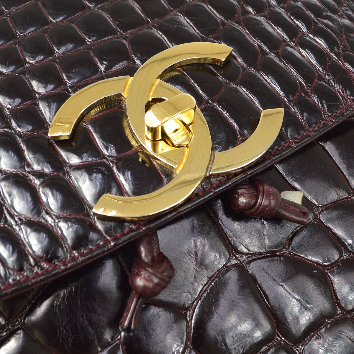 CHANEL Backpack Bordeaux Crocodile 60497