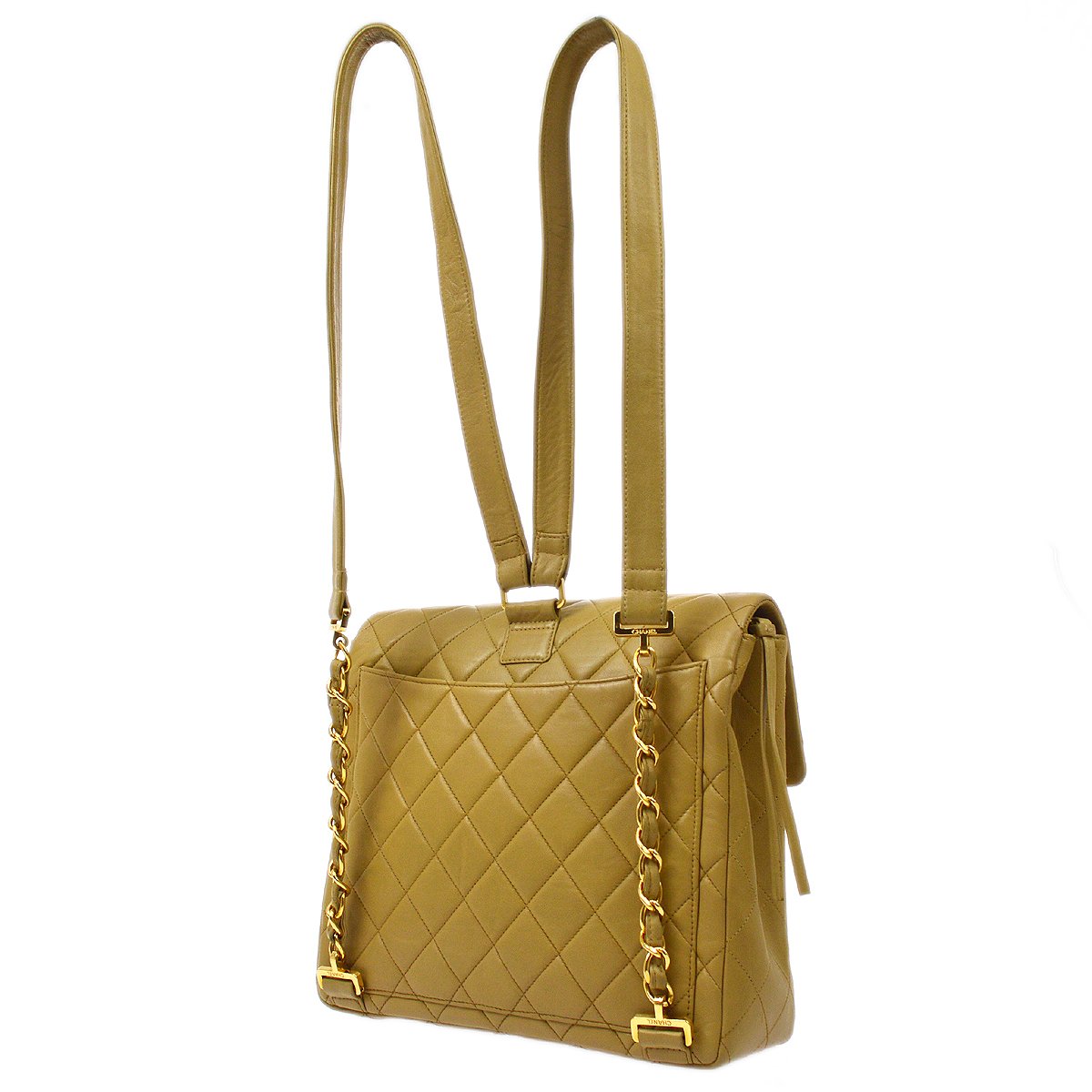 CHANEL 1994-1996 Beige Lambskin Quilted CF Backpack Medium