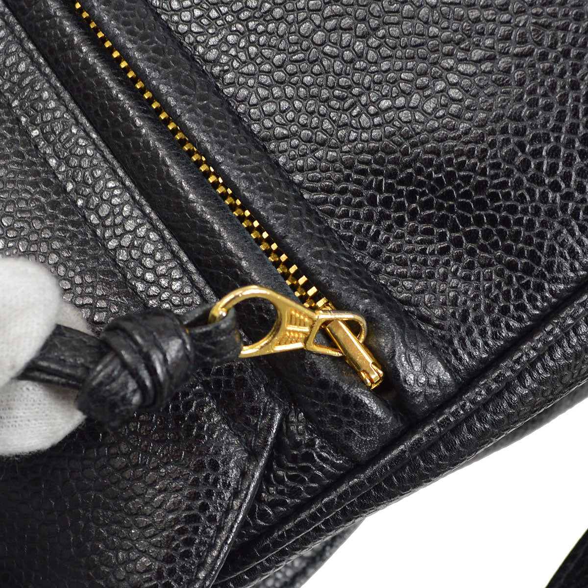 CHANEL 1994-1996 Black Caviar Backpack 73595