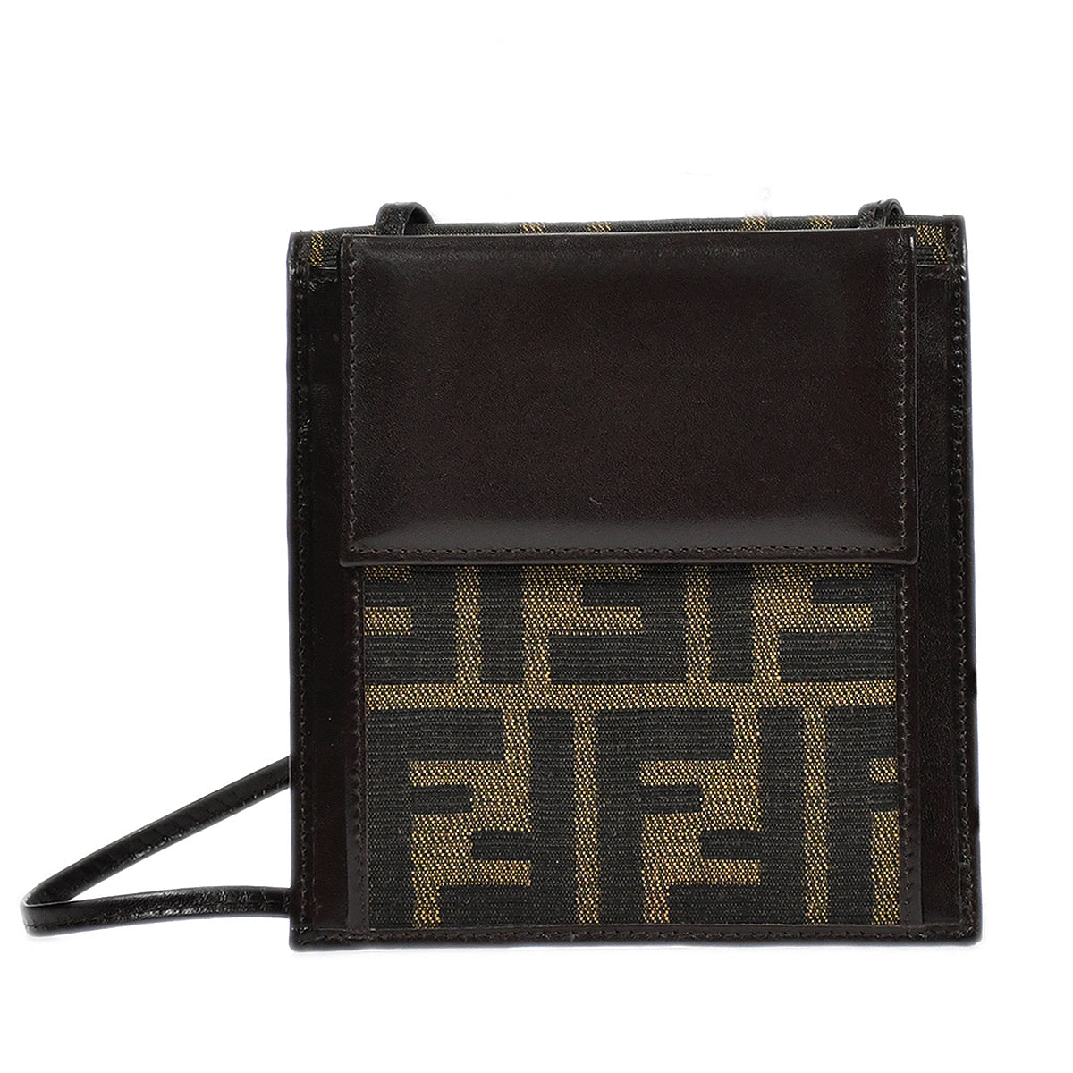 FENDI Zucca Shoulder Wallet Brown 66941