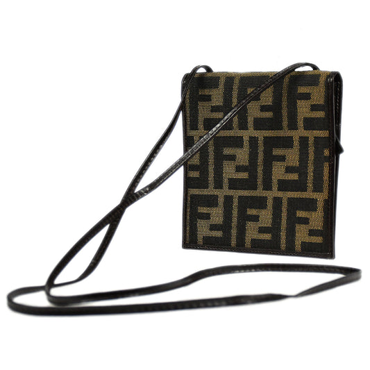 FENDI Zucca Shoulder Wallet Brown 66941