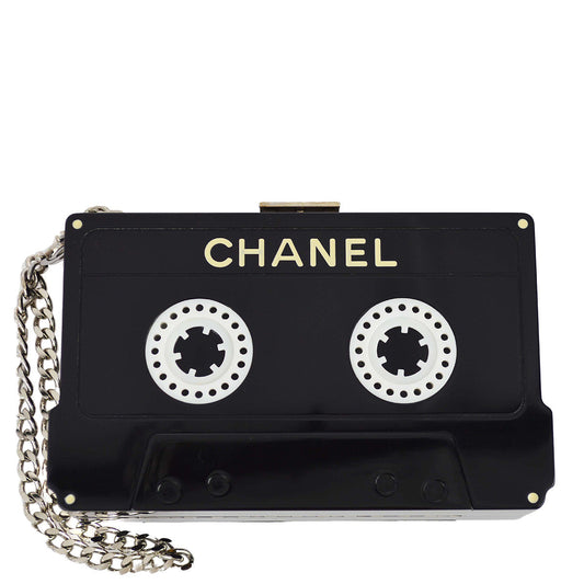 Chanel * 2004 Spring Black Acrylic Cassette Tape Clutch Bag