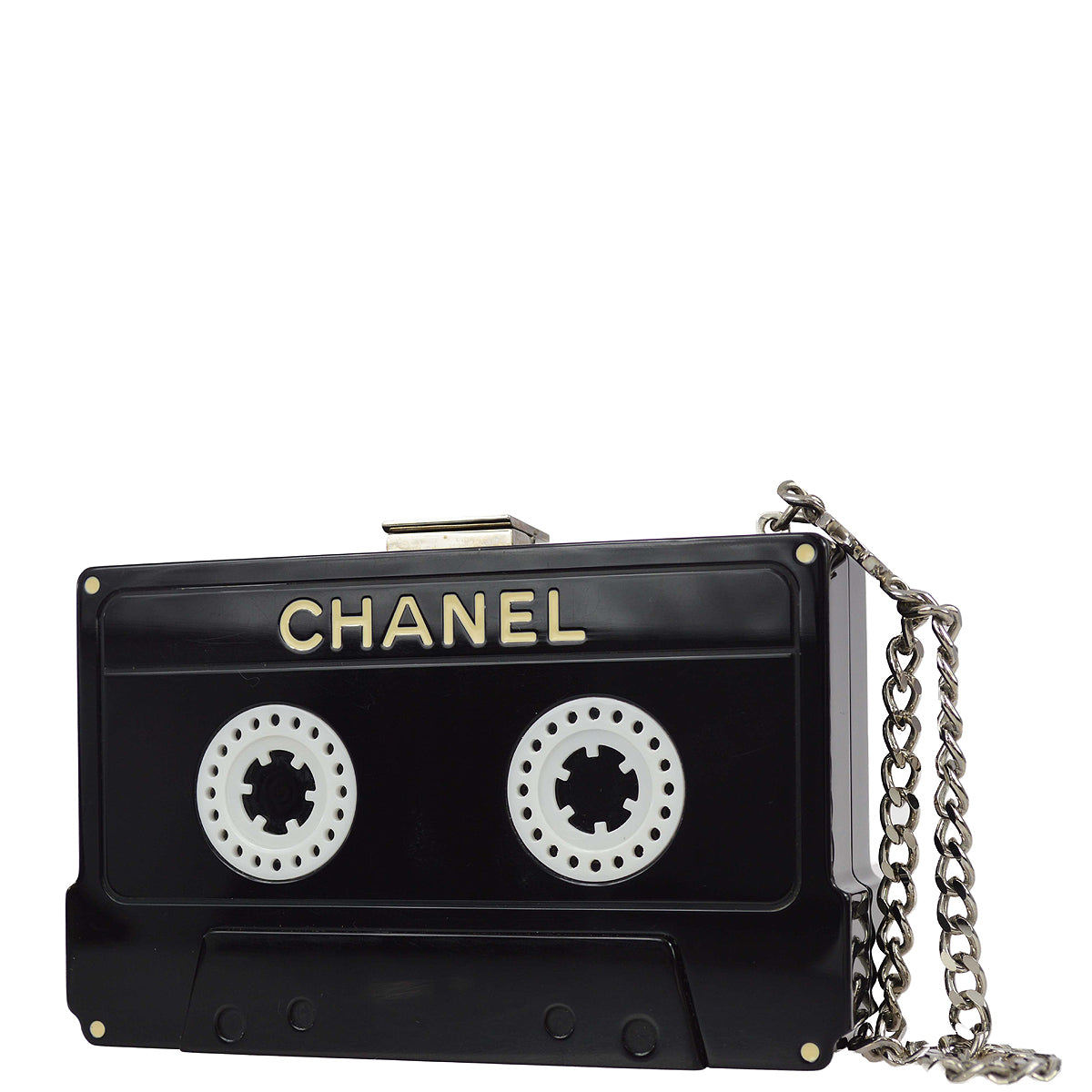 Chanel * 2004 Spring Black Acrylic Cassette Tape Clutch Bag