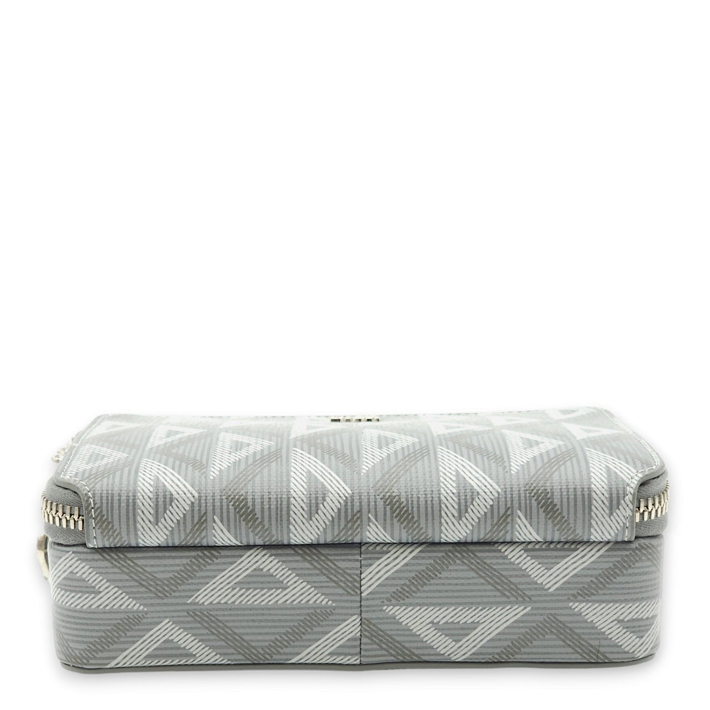 Zipped Pouch Grey Crossbody Bag in Coated Canvas, Palladium hardware