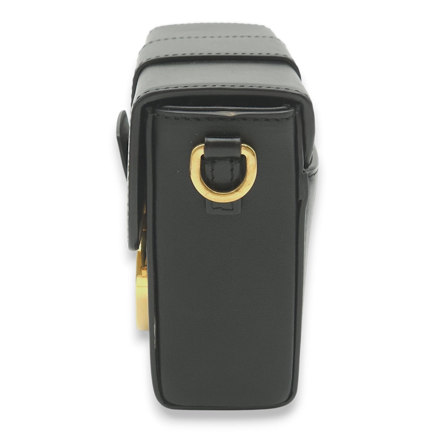 30 Montaigne Box Black Crossbody Bag in Calfskin, Gold hardware