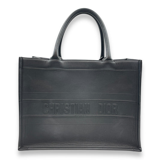 Book Tote Medium Black Top Handle Bag in Calfskin