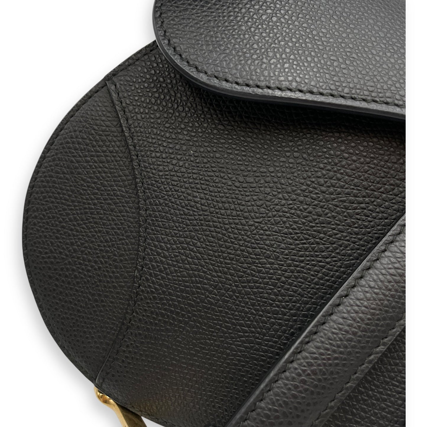 Saddle Mini Black Shoulder Bag in Calfskin, Gold hardware