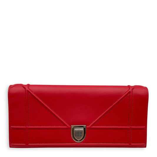 Diorama Red Crossbody Bag in Lambskin, Silver hardware